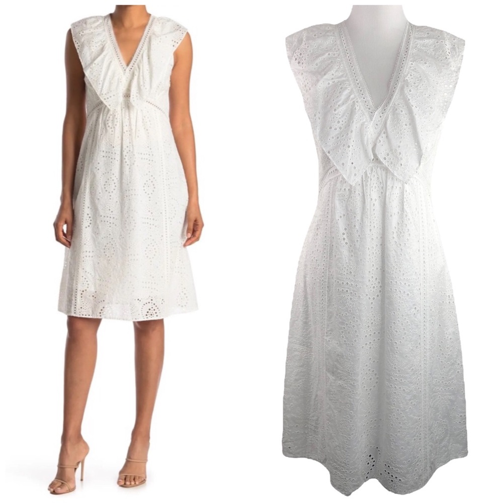 Burberry Beckie Eyelet Ruffle Dress